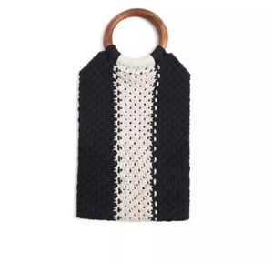 NWT Laude the Label Curateur The Gabby Macramé Bag Off-White and Black